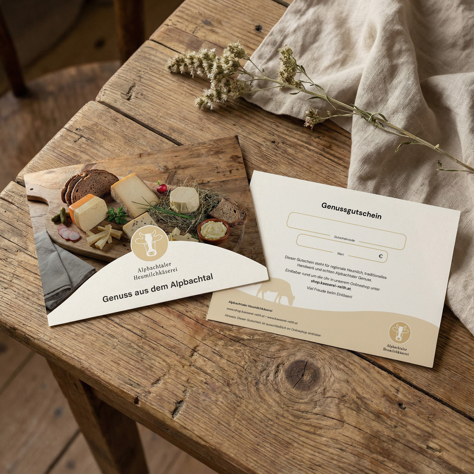 Unser Käserei-Gutschein zum Ausdrucken Unser Käserei-Gutschein zum Ausdrucken